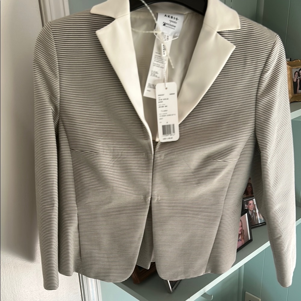 Akris Striped Blazer with Cream Lapel